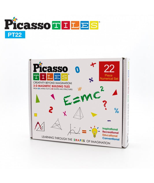 Set PicassoTiles Numerical - 22 Piese magnetice de constructie colorate