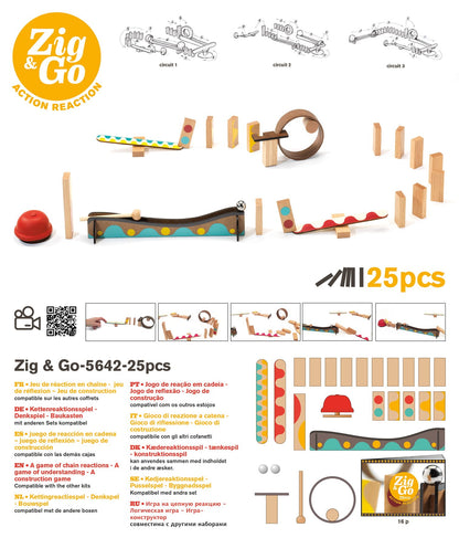 Zig&Go Djeco, set de construcție trasee, 25 piese