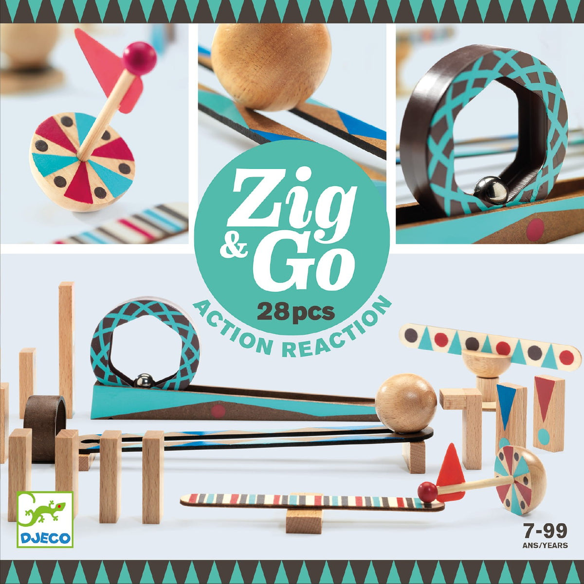 Zig&Go Djeco, set de construcție trasee, 28 piese