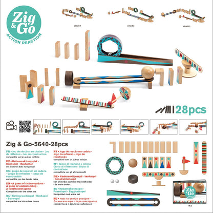 Zig&Go Djeco, set de construcție trasee, 28 piese