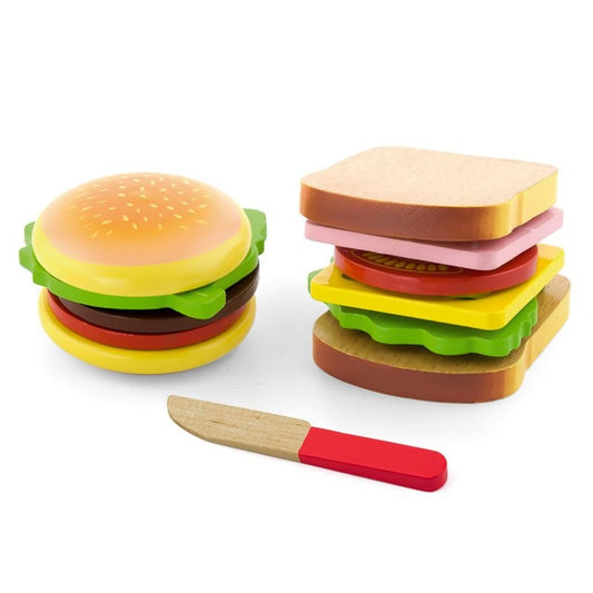Set hamburger si sandvis din lemn  - Viga