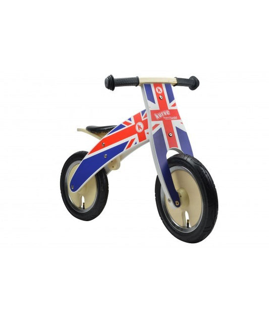 Bicicletă De Echilibru Din Lemn - Kiddimoto Kurve Union Jack