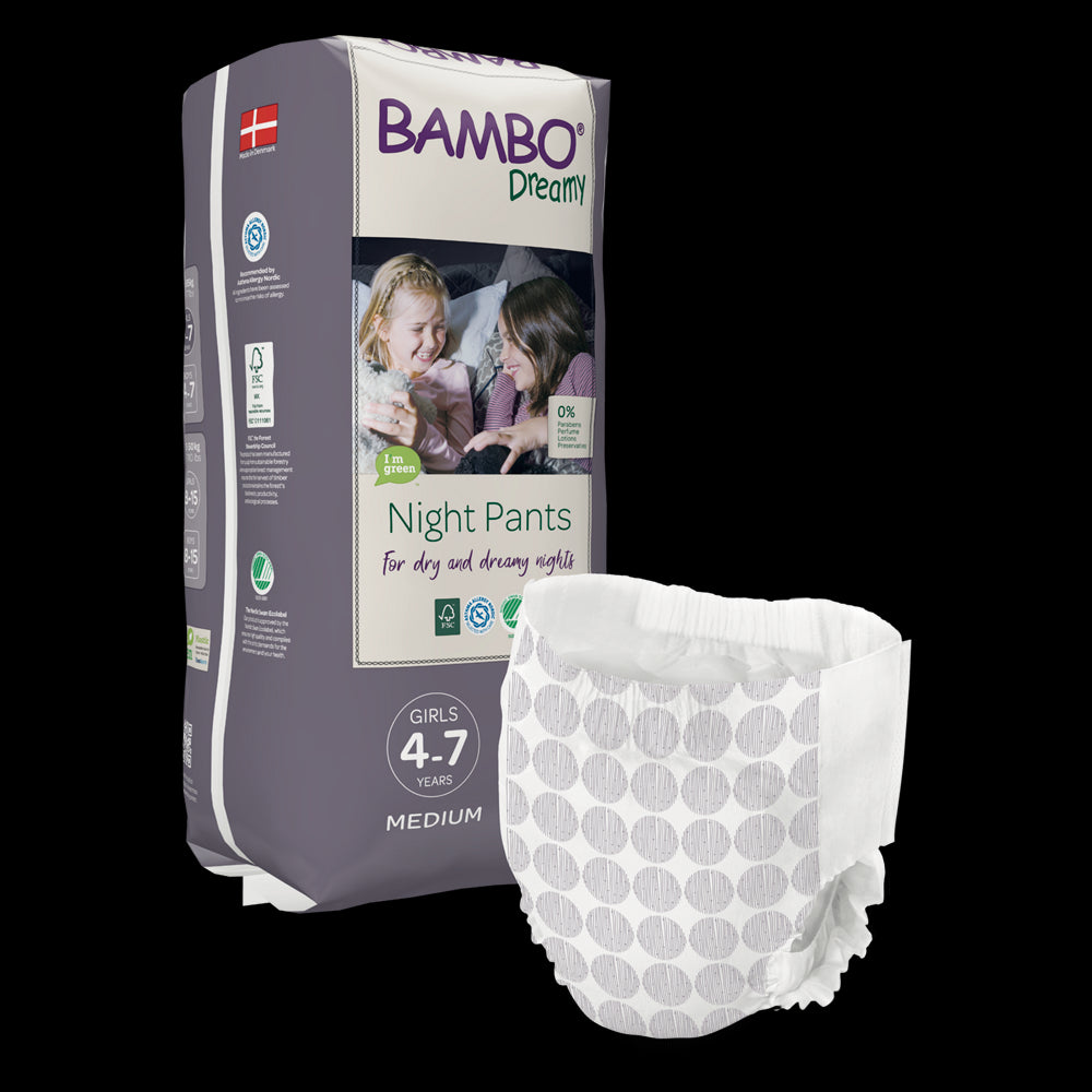 Scutece tip chilotel eco pentru copii Bambo Nature  Dreamy, Night Pants, Girls 4-7 ani