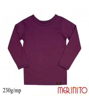 Bluza copii 230g/mp lana merinos Violet - Merinito