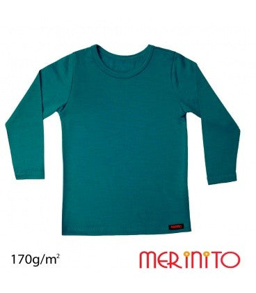 Bluza copii lana merinos 170g/mp - Lake Blue - Merinito