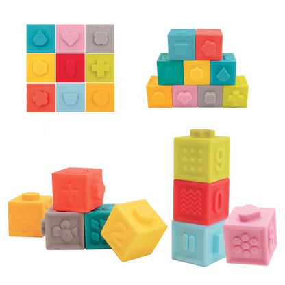 Set de 9 cuburi - Primul set de construit al bebelusului - LUDI