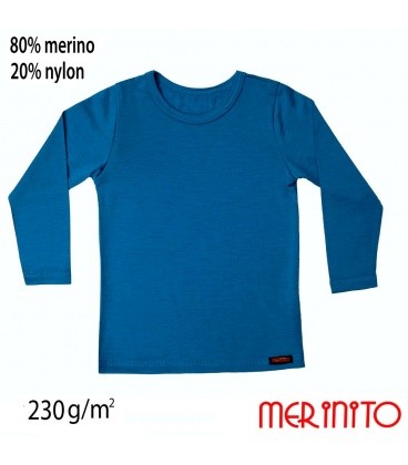 Bluza copii 230g/mp lana merinos Aquatic - Merinito