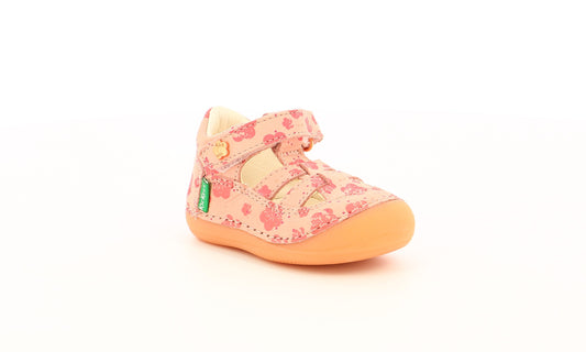 Pantofi T-strap Kickers - SUSHI Pink Flower