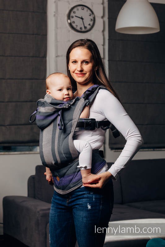 LennyGo Ergonomic Carrier, Baby Size, broken-twill weave 100% cotton - SMOKY - LILAC
