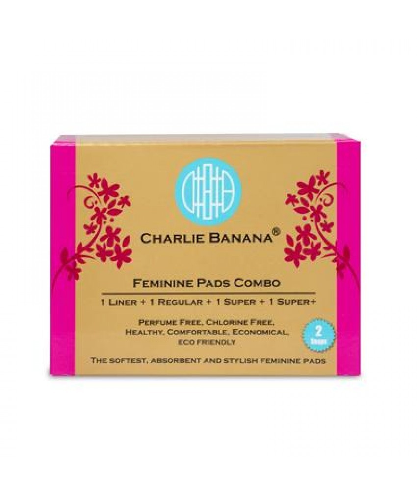 Set 4 absorbante intime feminine lavabile Charlie Banana Peony Blossom de diferite dimensiuni (Liner, Regular, Super, Super+)