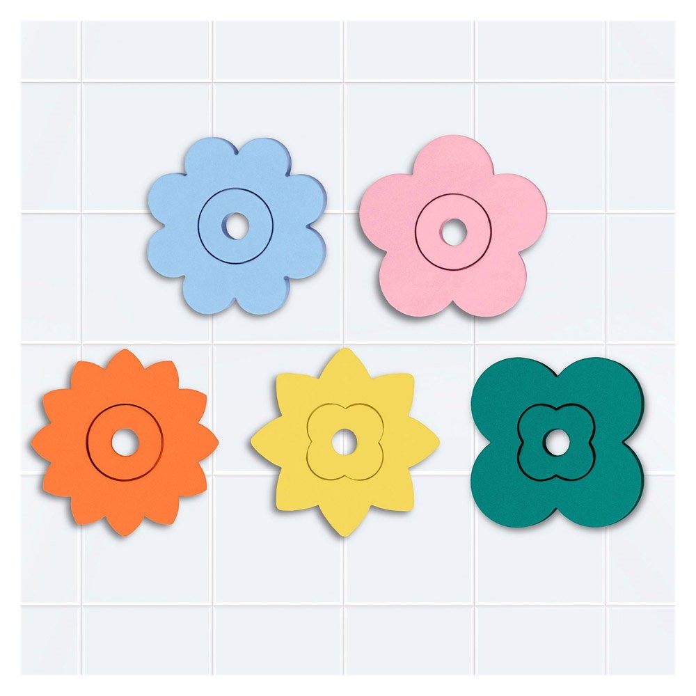 Puzzle de baie, set 10 piese, Flower power, Quut Toys