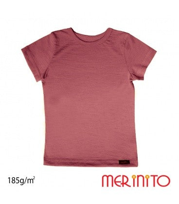 Tricou copii 185g 100% lana merinos - Mauve - Merinito