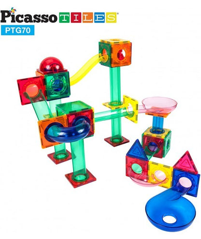 Set PicassoTiles traseu pentru bile (Marble Run) - 70 de piese