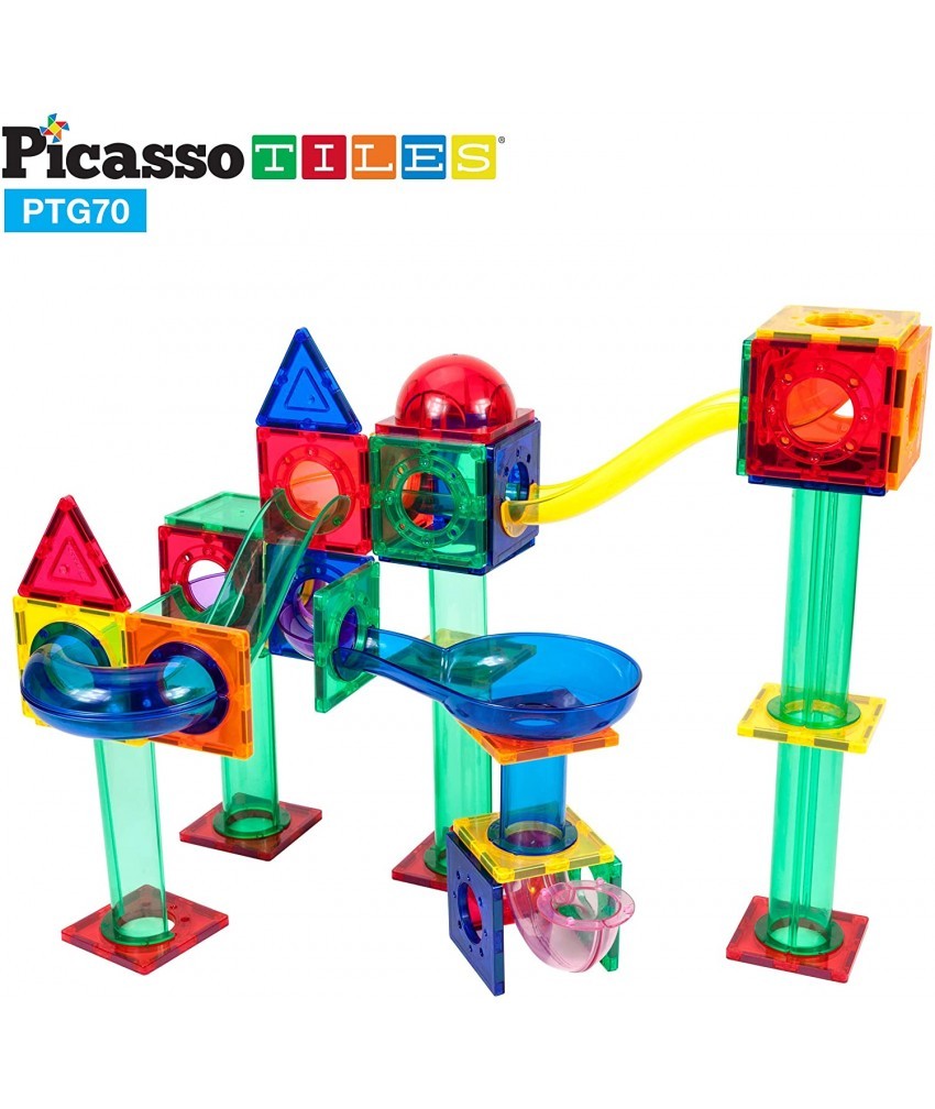 Set PicassoTiles traseu pentru bile (Marble Run) - 70 de piese