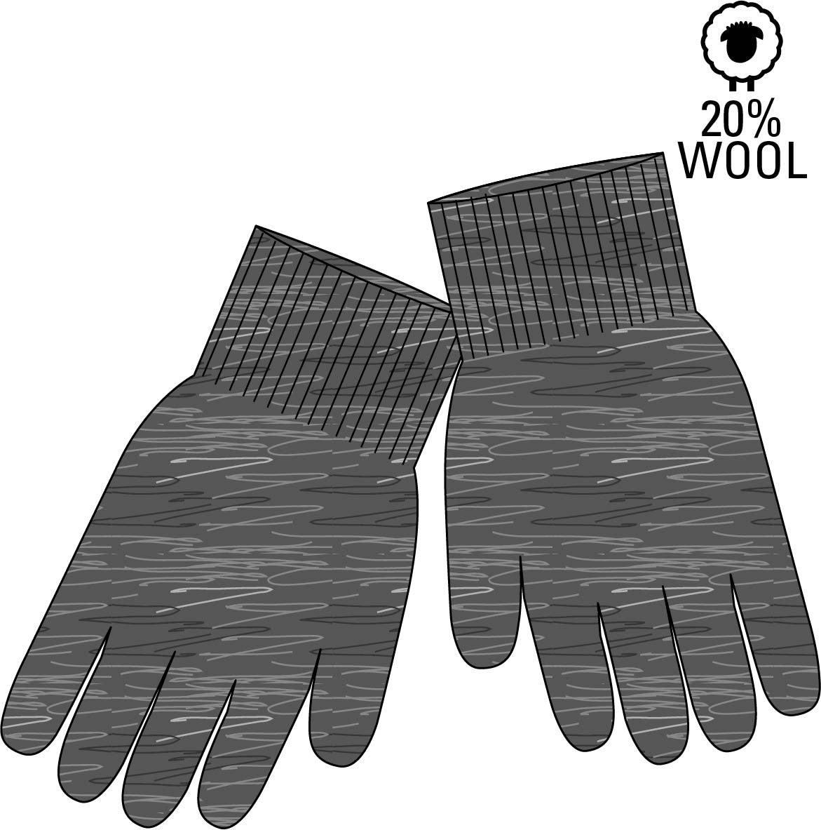 Manusi tricotate cu lana Magic Gloves Mikk-line - Antrazite