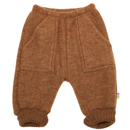 Pantaloni baggy Joha din lana merinos fleece - Caramel Melange