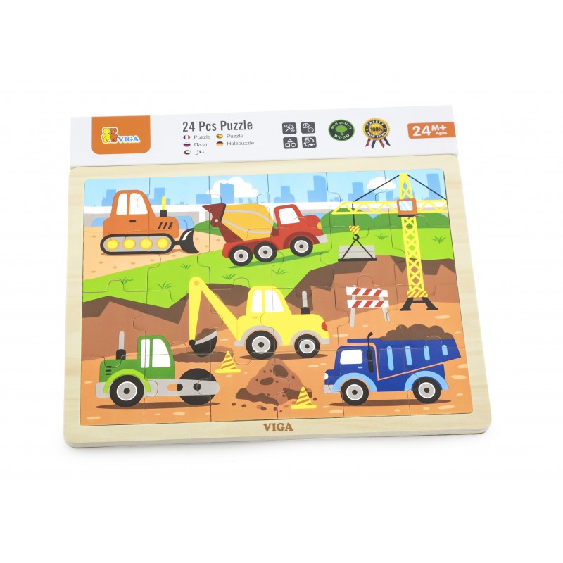 Puzzle Vehicule pentru construcții, 24 piese, Viga