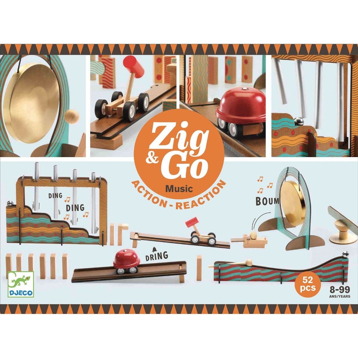 Zig&Go Djeco, set de construcție trasee, 52 piese
