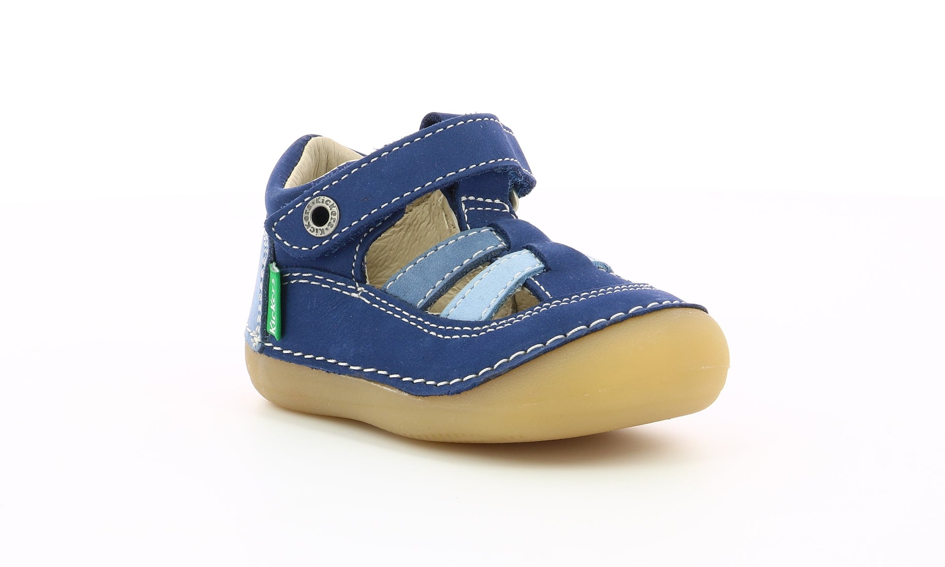 Pantofi T-strap Kickers - Sushy Bleu Tricolore