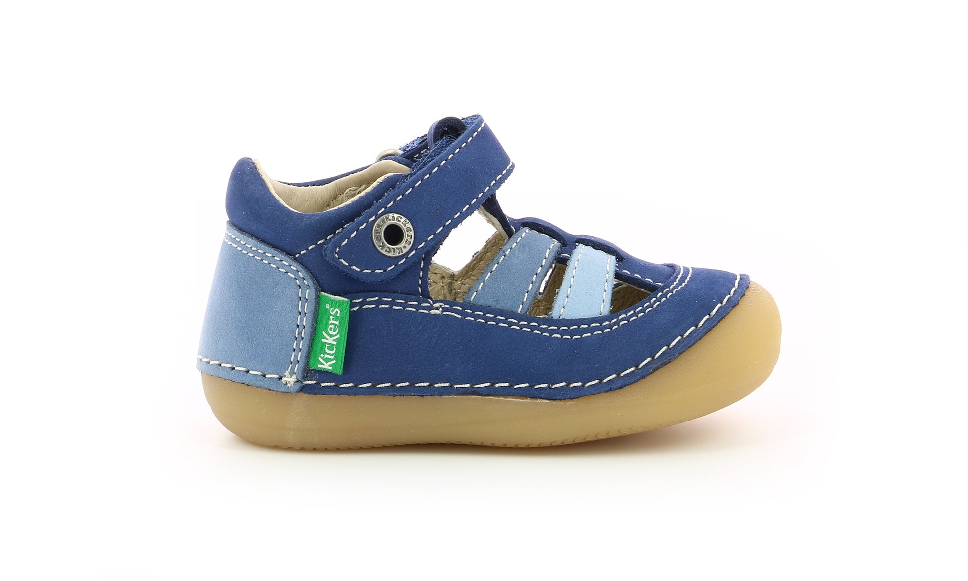 Pantofi T-strap Kickers - Sushy Bleu Tricolore