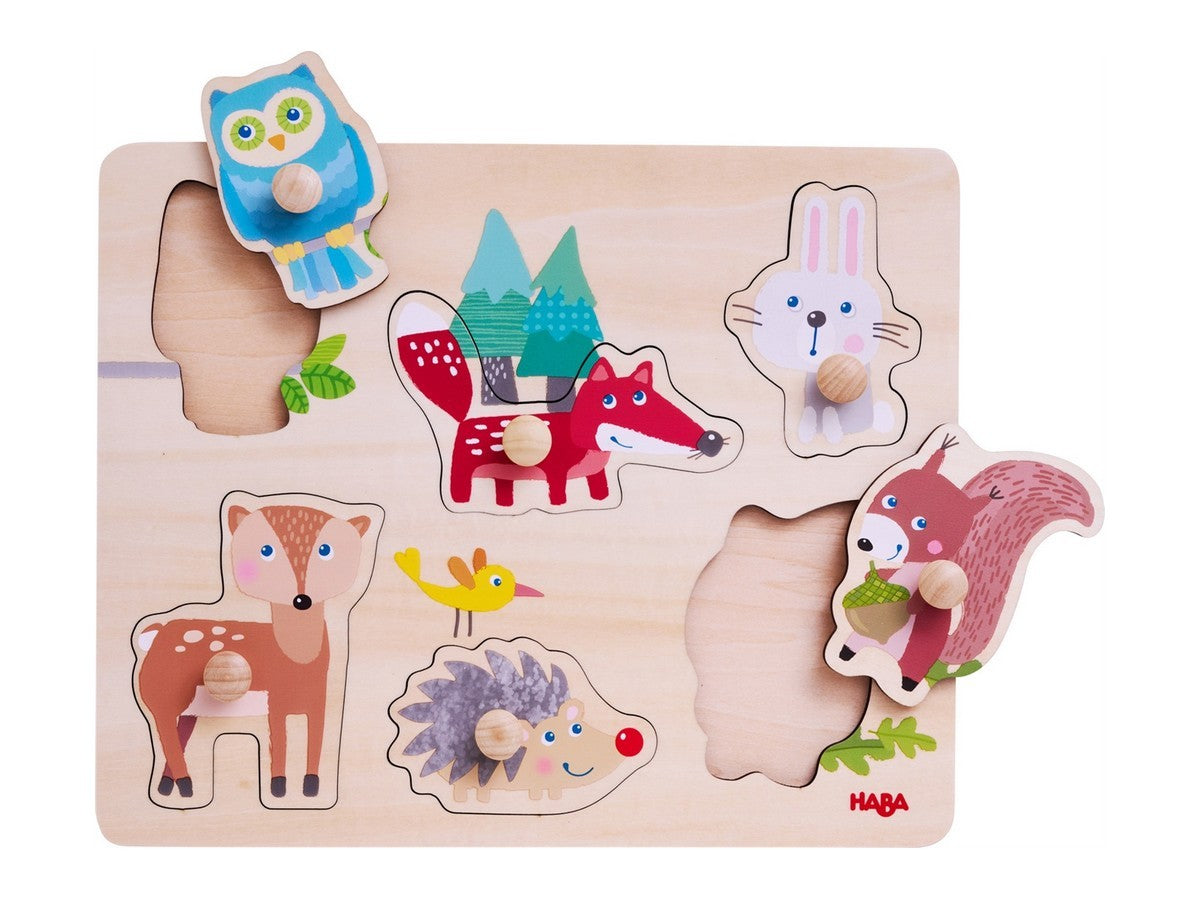 Puzzle cu buton Haba - Animalele din padure