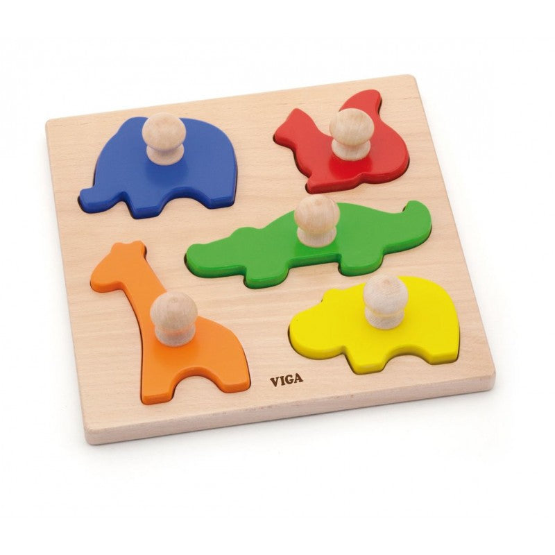 Puzzle Montessori cu mâner, Animale, Viga