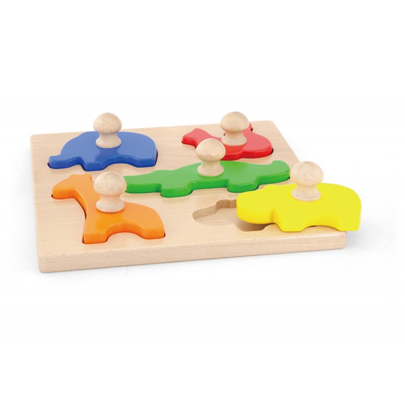 Puzzle Montessori cu mâner, Animale, Viga