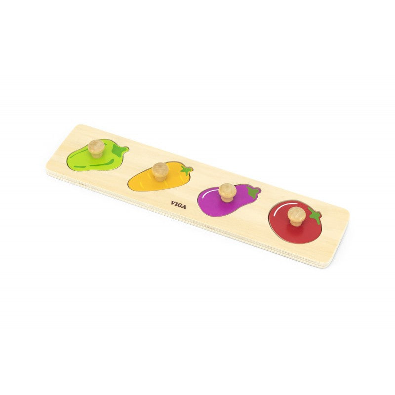 Puzzle Montessori cu mâner, Legume, Viga