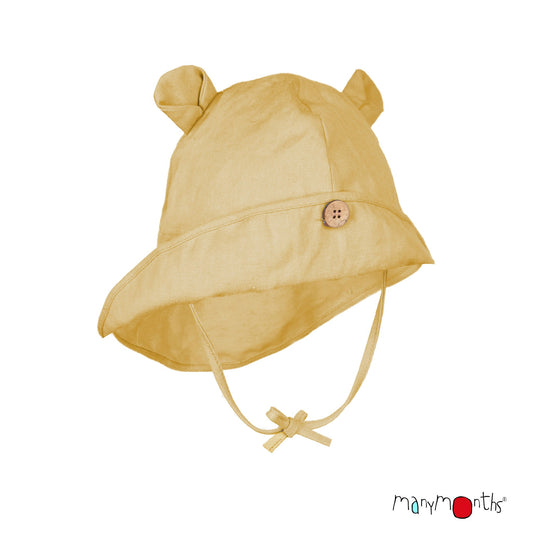 Pălărie ajustabilă ManyMonths Unique cu urechiușe cânepă și bumbac - Golden Straw