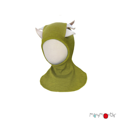 Cagulă ManyMonths Unique Dino lână merinos - Pea Puree Green