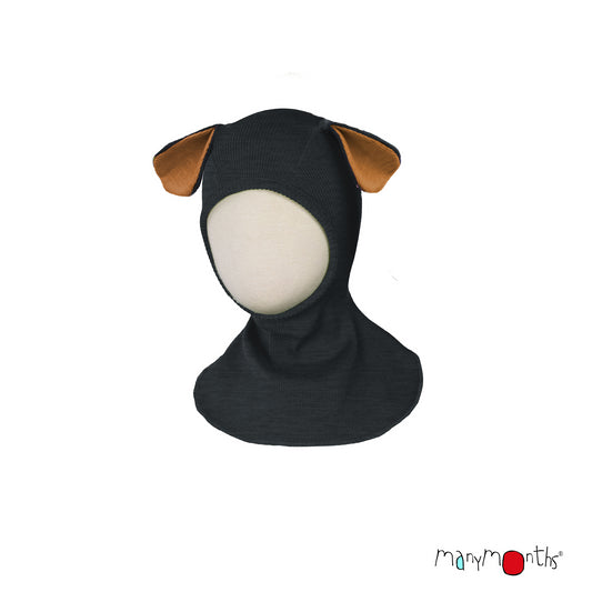 Cagulă ManyMonths Unique Puppy lână merinos - Foggy Black NOU