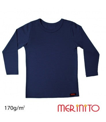 Bluza copii lana merinos 170g/mp Evening Bluemarin - Merinito