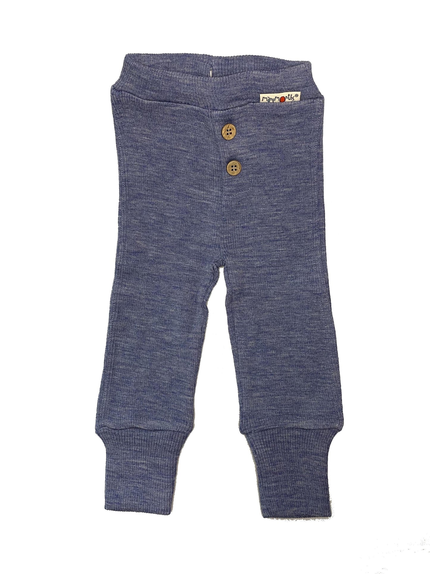 Pantaloni Joggers ManyMonths din lână merinos pentru bebeluși - Blue Mist