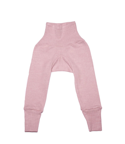 Cei mai comozi pantaloni din lana, matase si bumbac organic, roz prafuit - Cosilana