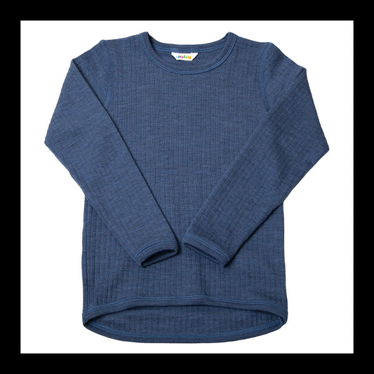 JOHA - Bluza basic din lana merinos - Blue Melange