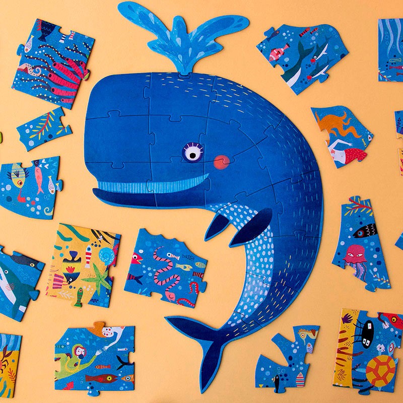 Puzzle Londji, Balena albastră în ocean