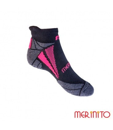 Șosete damă Merinito Ankle Sport - Black-Pink
