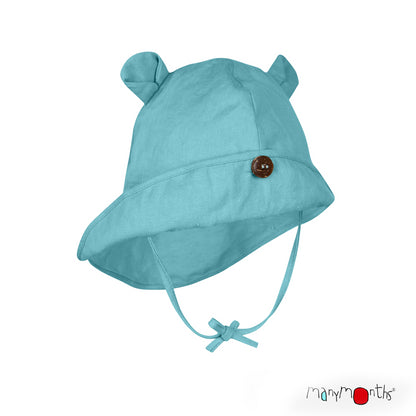Pălărie ajustabilă ManyMonths Unique cu urechiușe cânepă și bumbac - Angel Turquoise