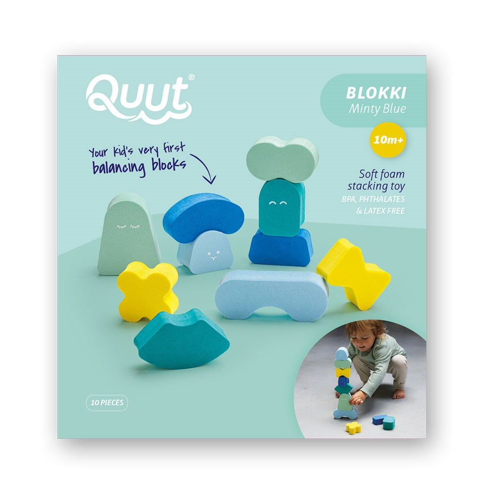 Blokki, joc de stivuire din spuma, minty blue, Quut Toys