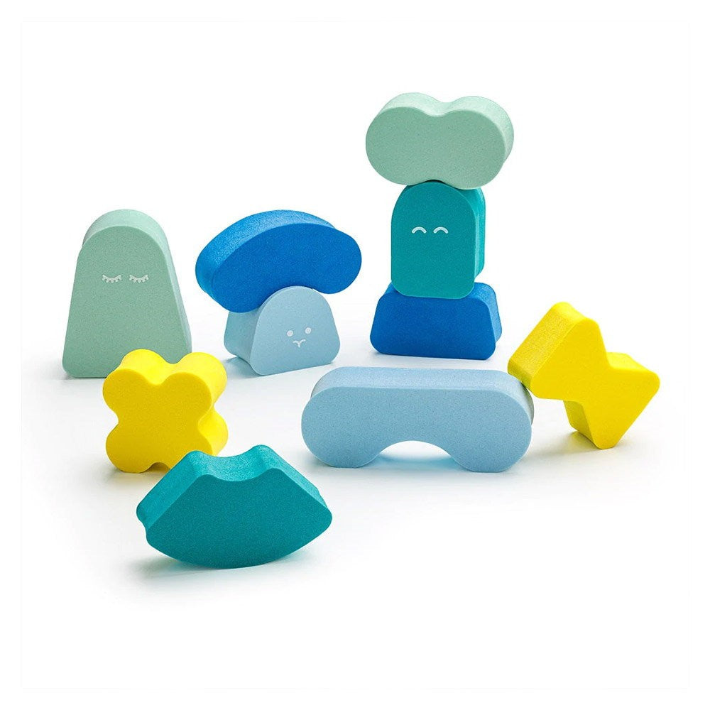 Blokki, joc de stivuire din spuma, minty blue, Quut Toys