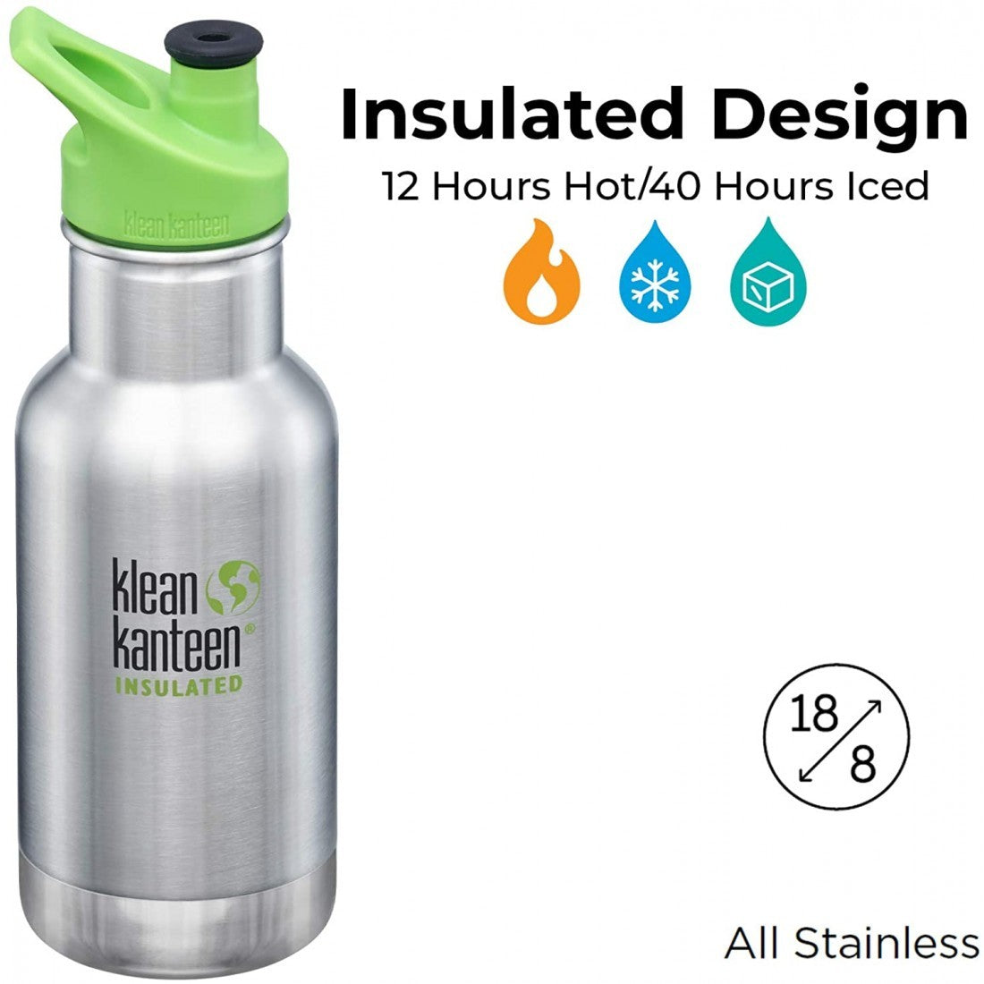 Recipient termos din oțel inoxidabil 355 ml cu capac Sport - Klean Kanteen - Kid Classic Narrow Safari