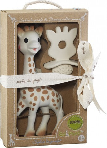 Set Girafa Sophie si figurina din cauciuc pentru rontait So Pure